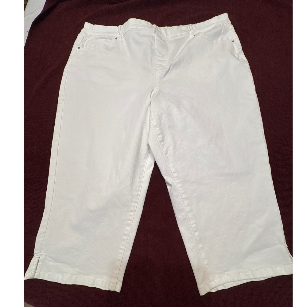 Croft & Barrow Womens Plus 20W White Capri Pants Stretch Denim Cropped Jeans